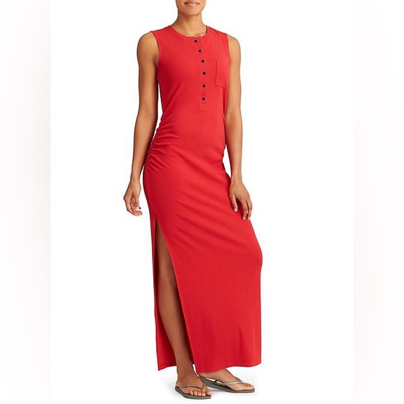Athleta Dresses & Skirts - Athleta Rib Henley Maxi Dress in Saffron Red